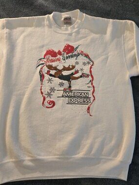 1994 Vintage Oneita Christmas Sweater American Express XL Made In USA